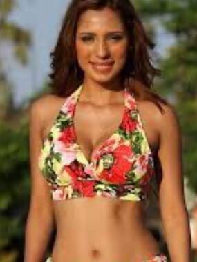 UjENA Red Floral Halter Bikini Set